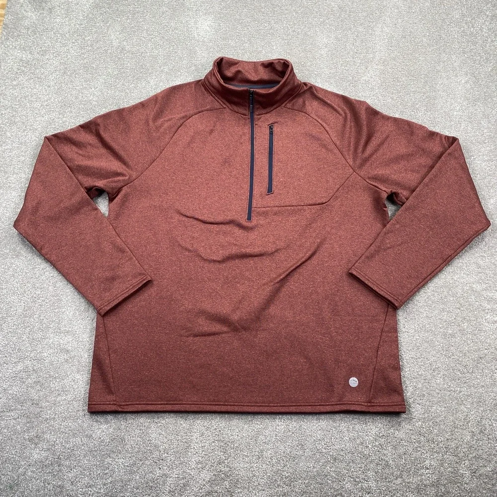 LL Bean Performance Fleece Pullover Men XL Tall Burgundy Red 1/4 Zip 515136